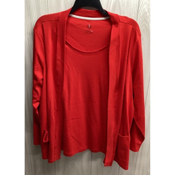 Isaac Mizrahi Live Tops - ISAAC MIZRAHI Women's (Size 3X) Open Front‎ Cardigan & Built In Cami Cotton